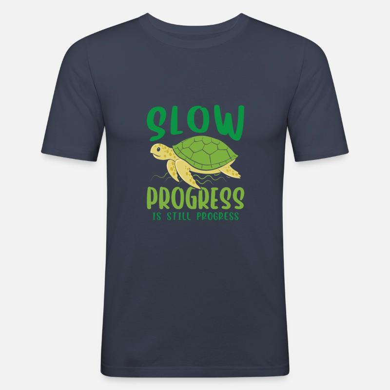 Slow progress is still progress - Männer Slim Fit T-Shirt - Navy