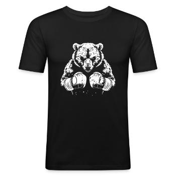 Grizzly Bär Boxer Kampfsport MMA - Männer Slim Fit T-Shirt - Schwarz - Vorne - Nik (191cm)