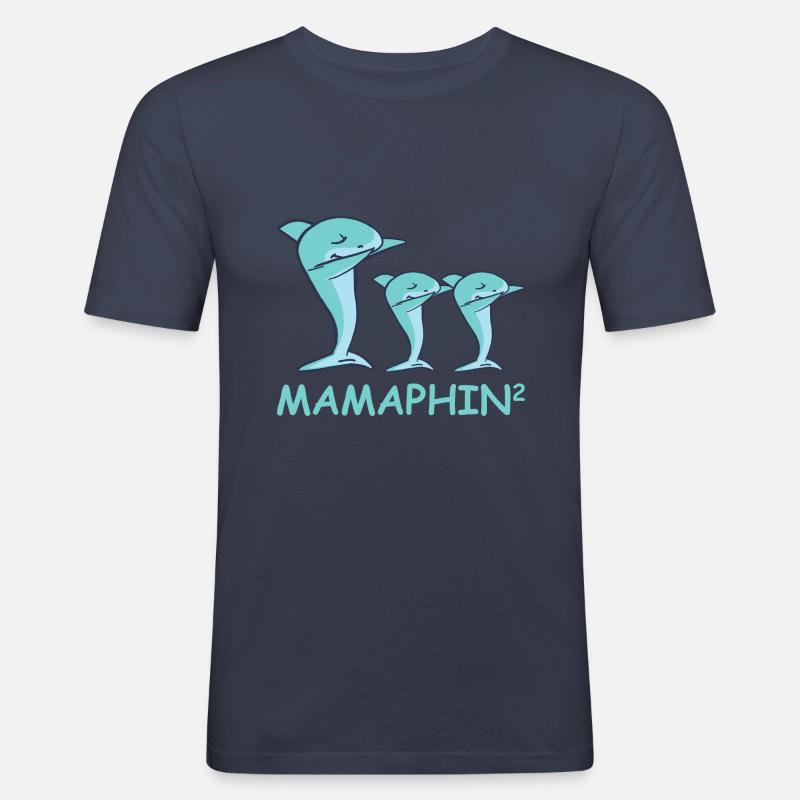 Schwanger werdene Mutter Zwillinge Delfin - Männer Slim Fit T-Shirt - Navy