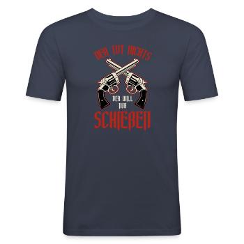 Schützenfest Schießen Schießsport Sportschütze - Männer Slim Fit T-Shirt - Navy - Vorne - Nik (191cm)