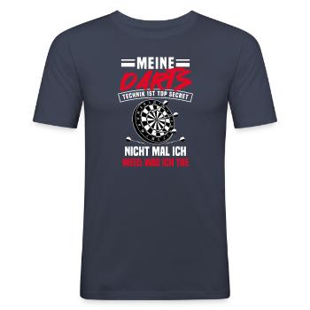 Darter Dartspieler Dartpfeile Dartscheibe Darts - Männer Slim Fit T-Shirt - Navy - Vorne - Nik (191cm)