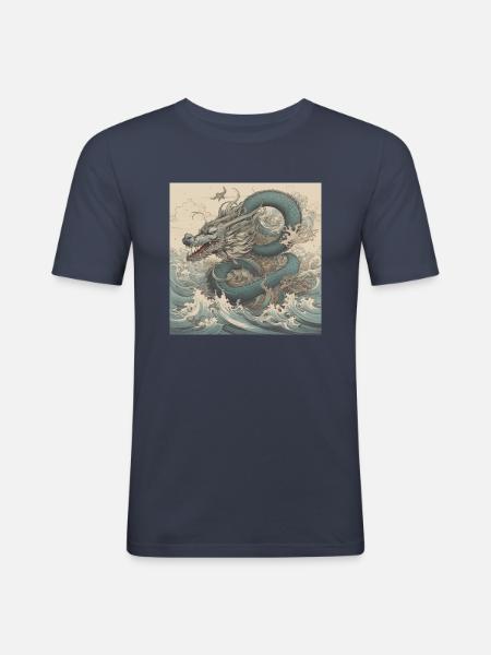 Dragon - T-shirt près du corps Homme - bleu marine
