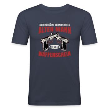 Schützenfest Schießen Schießsport Sportschütze - Männer Slim Fit T-Shirt - Navy - Vorne - Nik (191cm)