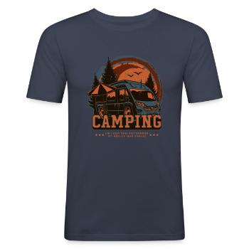 Kastenwagen Camping - Männer Slim Fit T-Shirt - Navy - Vorne - Nik (191cm)