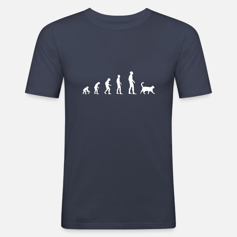 Katze – Evolution - Männer Slim Fit T-Shirt - Navy
