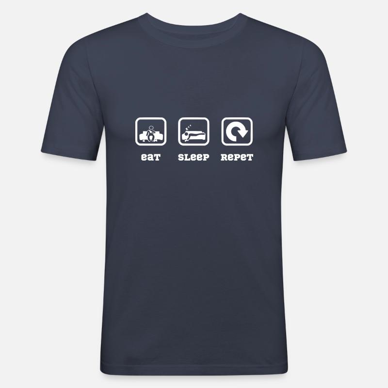 eat sleep repeat - Männer Slim Fit T-Shirt - Navy