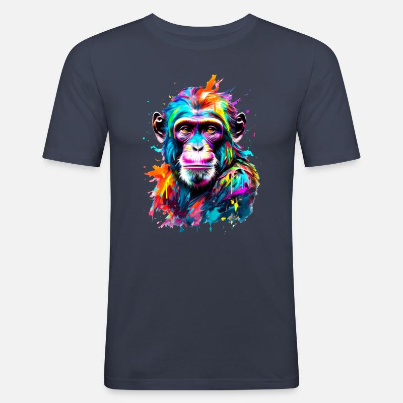Bemalter Affe - Männer Slim Fit T-Shirt - Navy