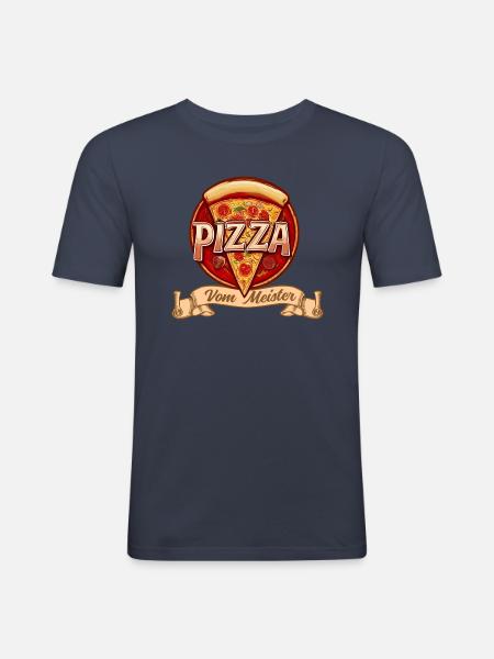 Pizza, Ich Liebe Pizza - Männer Slim Fit T-Shirt - Navy