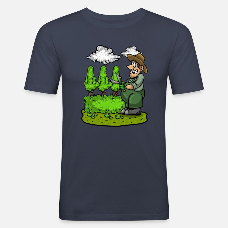Gartengärtner Schnitthecke Mittelfinger Gartenarbeit - Männer Slim Fit T-Shirt - Navy