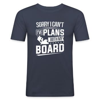 Es tut mir leid, dass ich nicht mit meinem Board Wakeboarding planen kann - Männer Slim Fit T-Shirt - Navy - Vorne - Nik (191cm)