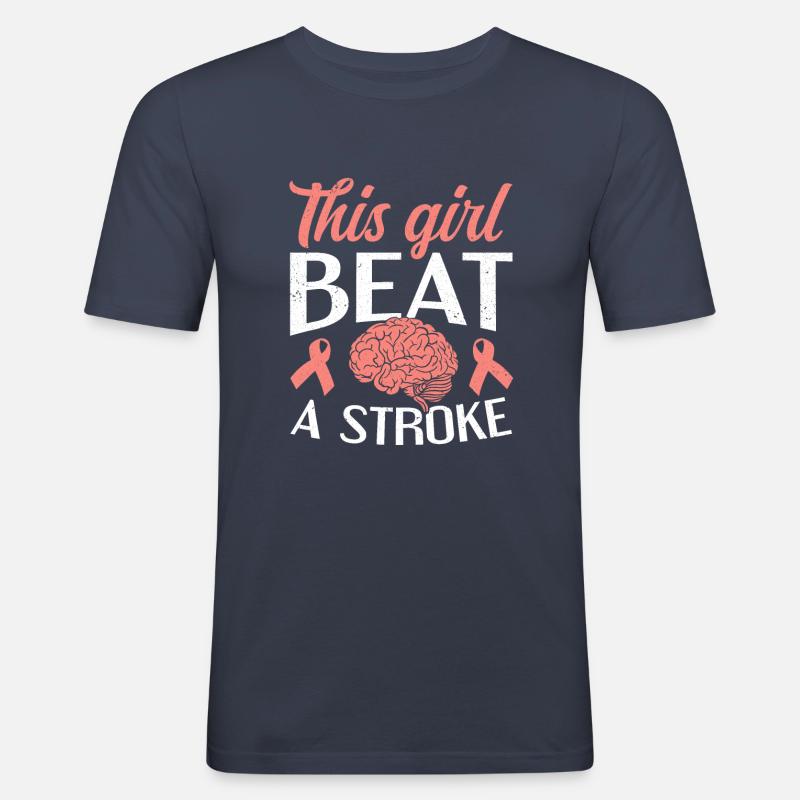 Dieses Mädchen schlug einen Schlaganfall-Schlaganfall-Überlebenden - Männer Slim Fit T-Shirt - Navy