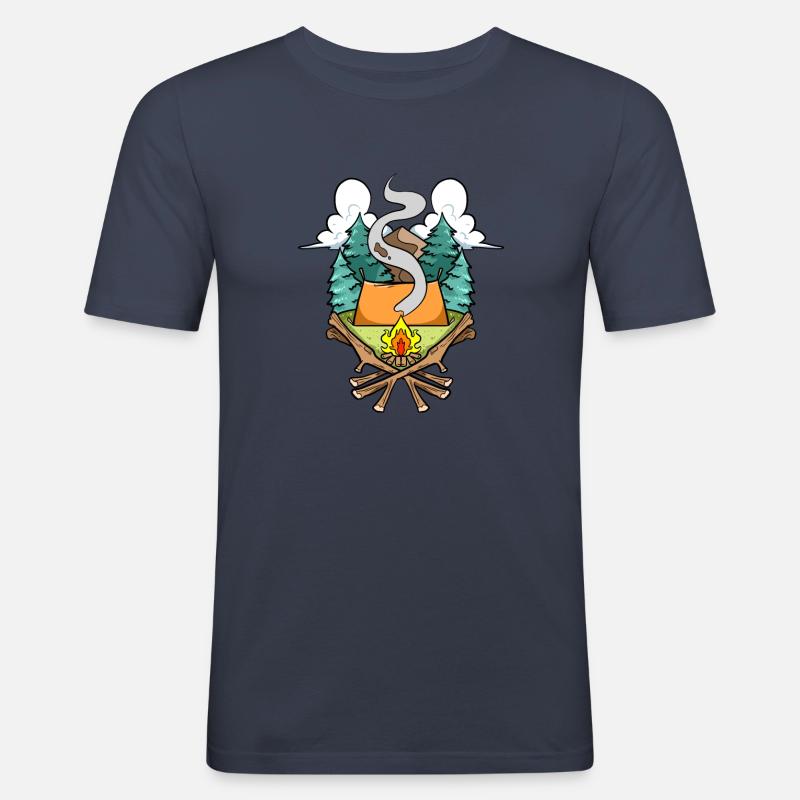 Camper Campingplatz Camping Camping - Männer Slim Fit T-Shirt - Navy