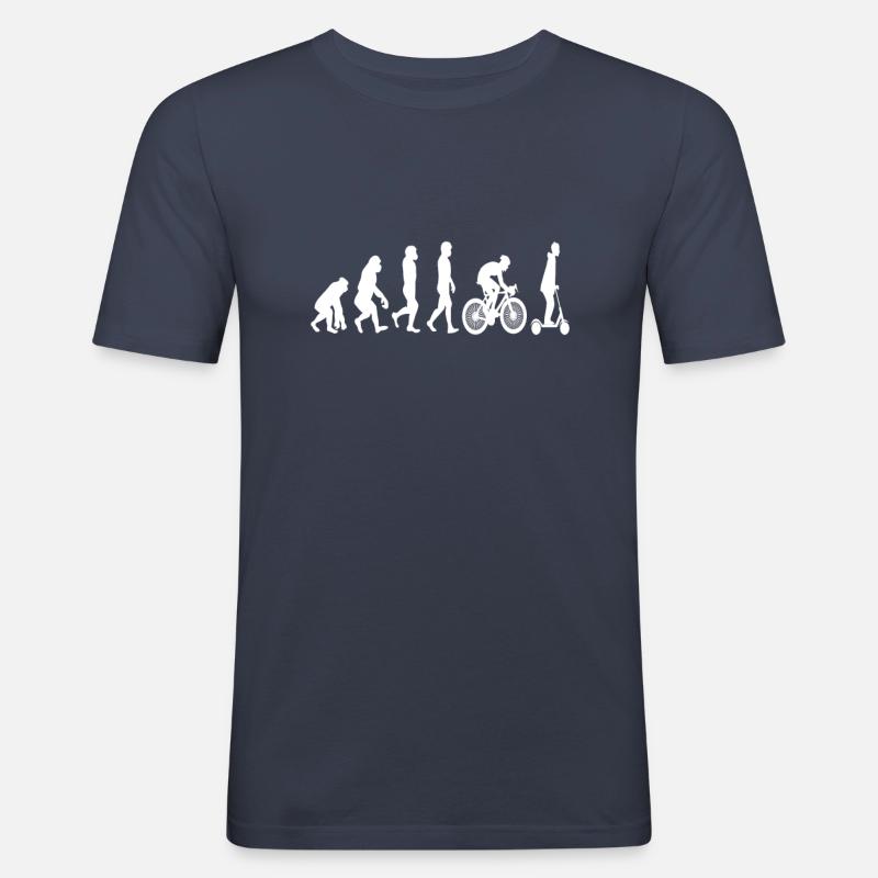Evolution E-Roller Menschen Entwicklung Geschenk - Männer Slim Fit T-Shirt - Navy