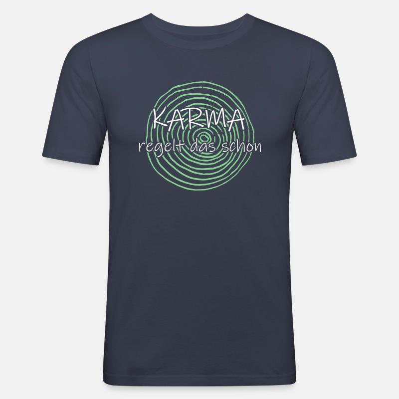 Karma regelt das schon - Männer Slim Fit T-Shirt - Navy