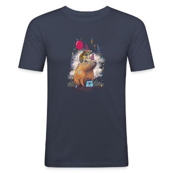 Anniversaire de Capybara - T-shirt près du corps Homme - bleu marine - Devant - Nik (191cm)