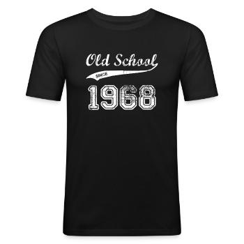 1968 - Männer Slim Fit T-Shirt - Schwarz - Vorne - Nik (191cm)