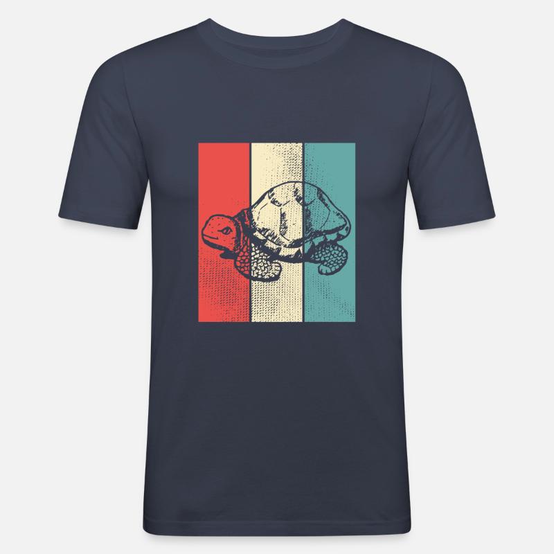 Schildkröte retro Style - Männer Slim Fit T-Shirt - Navy