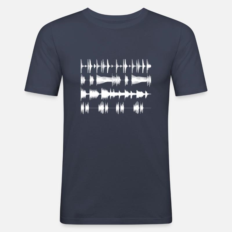 White waveforms - Men's Slim Fit T-Shirt - navy