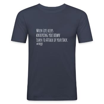 Bjj Kampfsport Spruch - Männer Slim Fit T-Shirt - Navy - Vorne - Nik (191cm)