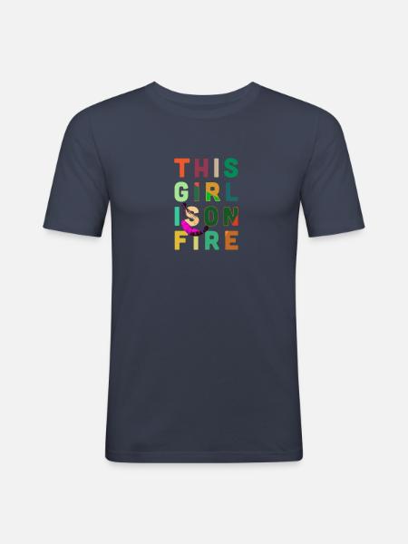 Girl Power paraglider fun - Men's Slim Fit T-Shirt - navy