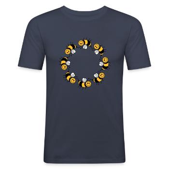 Funny bee circle pattern - Men's Slim Fit T-Shirt - navy - Front - Nik (191cm)