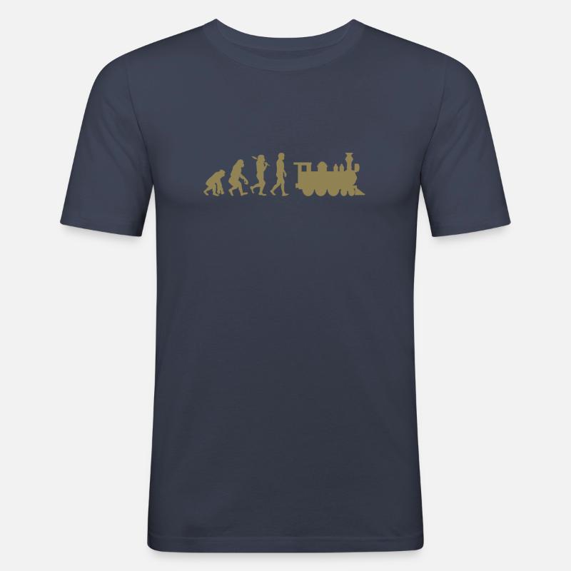 Evolution Eisenbahn Lokomotive - Männer Slim Fit T-Shirt - Navy