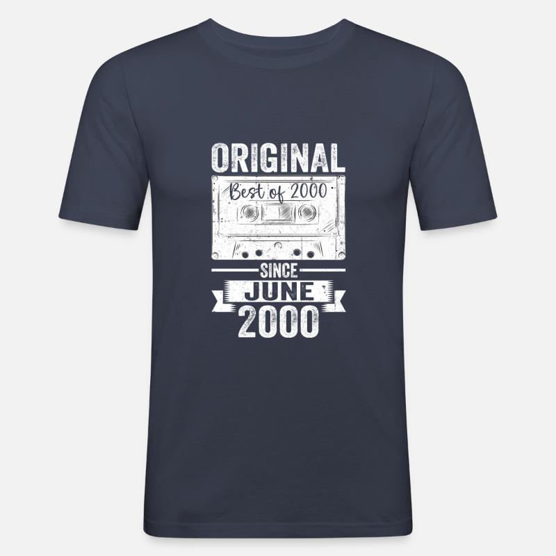 Original Juni 2000 22: e födelsedagspresent Män - Slim Fit T-shirt herr - marinblå