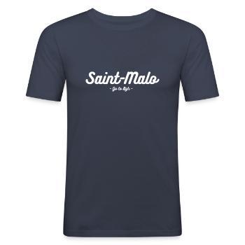 Saint-Malo - T-shirt près du corps Homme - bleu marine - Devant - Nik (191cm)