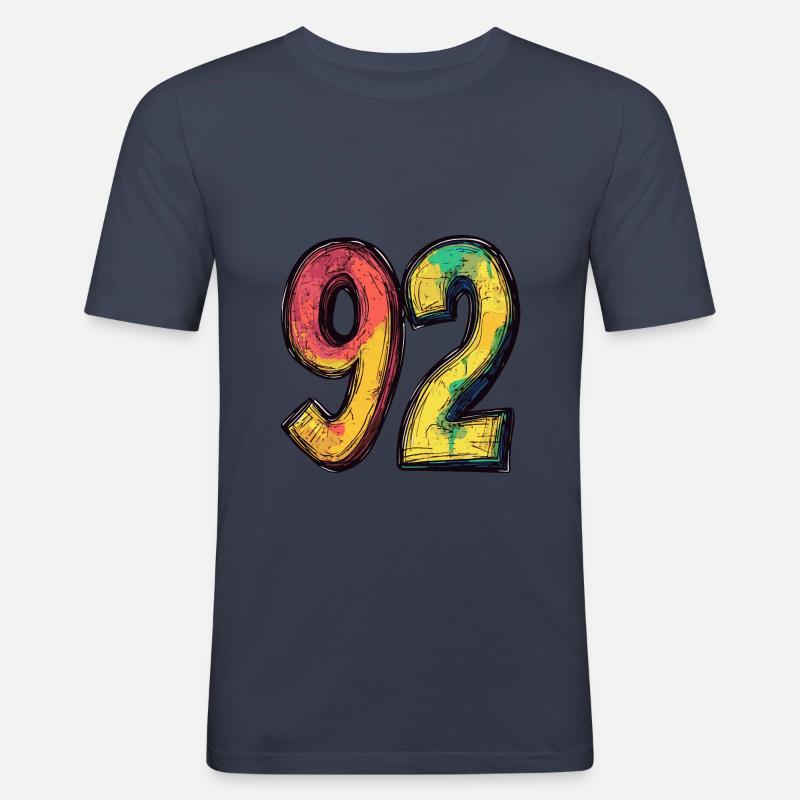 92 Zahl Comic - Männer Slim Fit T-Shirt - Navy
