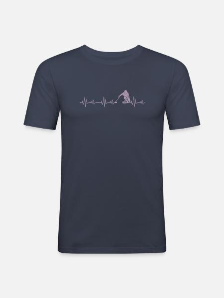 Idées cadeaux Curling Heartbeat - T-shirt près du corps Homme - bleu marine