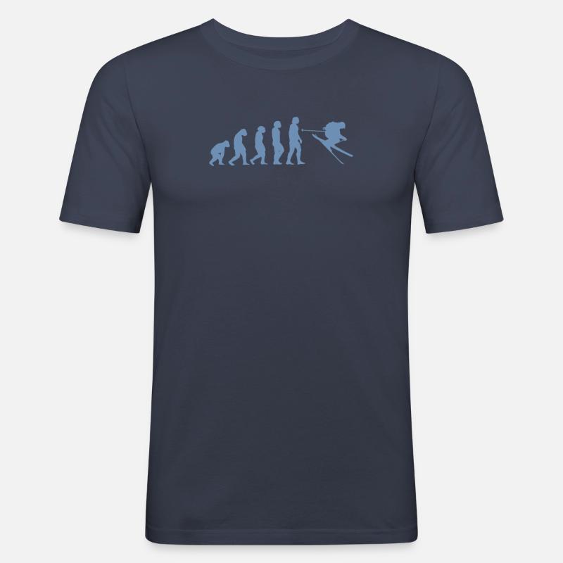 Ski Evolution Tshirt - Männer Slim Fit T-Shirt - Navy