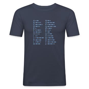 Morse Alphabet - Männer Slim Fit T-Shirt - Navy - Vorne - Nik (191cm)