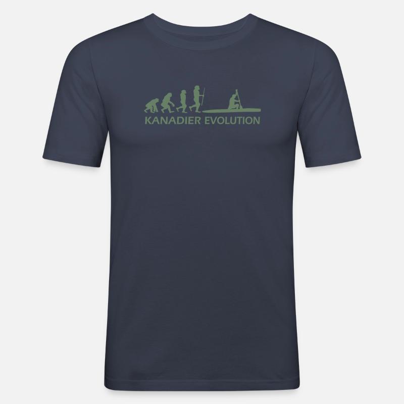 Kanadier Evolution Shirt mit Schrift - Männer Slim Fit T-Shirt - Navy