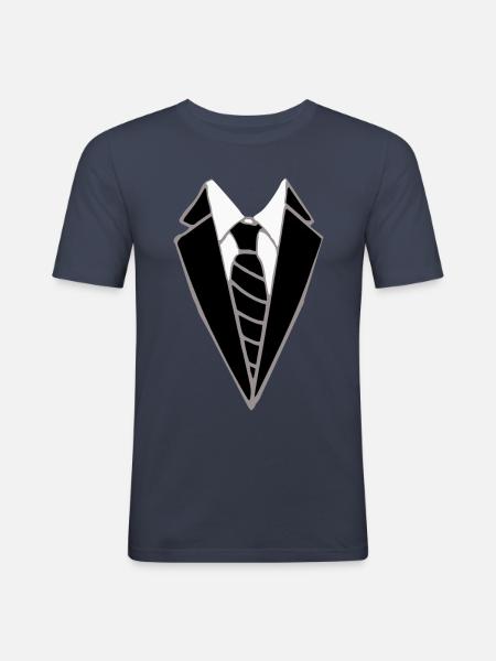 Falsk jakkesæt - Slips - Herre Slim Fit T-Shirt - marineblå