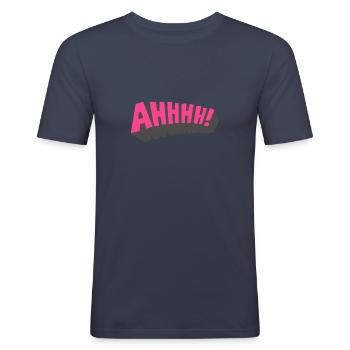 Ahhhh! vendange - T-shirt près du corps Homme - bleu marine - Devant - Nik (191cm)