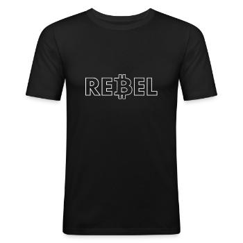 Bitcoin Rebel - Men's Slim Fit T-Shirt - black - Front - Nik (191cm)