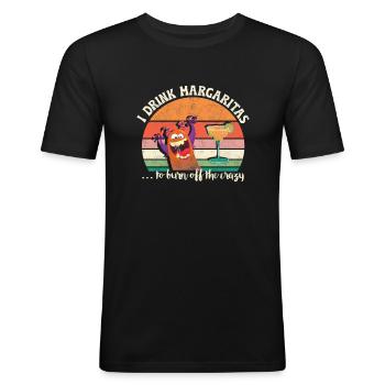 Je bois des Margaritas pour brûler la folie - T-shirt près du corps Homme - noir - Devant - Nik (191cm)
