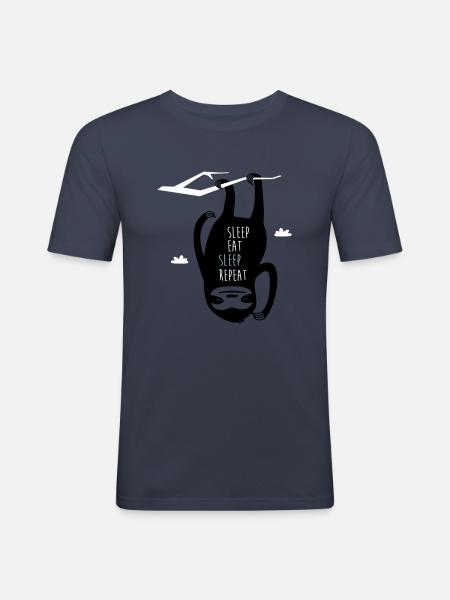 Sleep Eat Sleep Repeat Sloth - Men's Slim Fit T-Shirt - navy