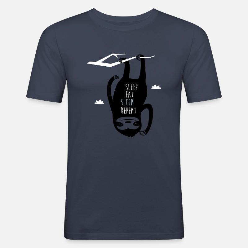 Sleep Eat Sleep Repeat Sloth - Men's Slim Fit T-Shirt - navy