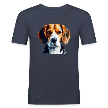 Geometric Beagle Polygon Art Design - Men's Slim Fit T-Shirt - navy - Front - Nik (191cm)