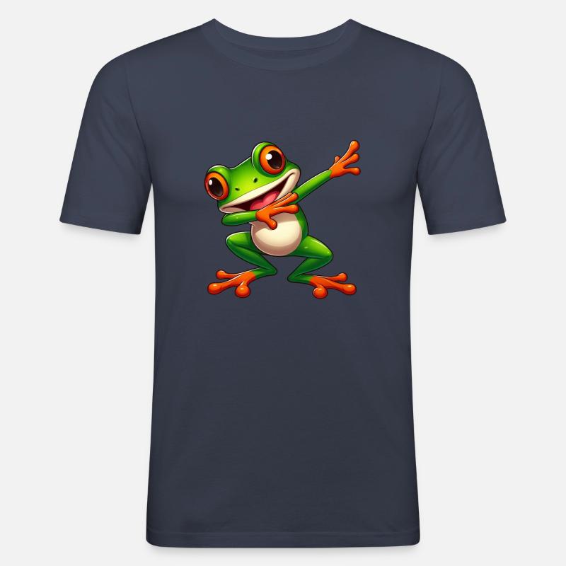 Cool Frog Dabbing Toad Style - Men's Slim Fit T-Shirt - navy