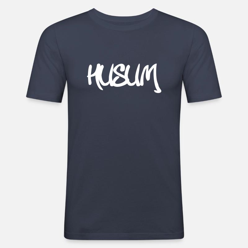 Husum Graffiti - Männer Slim Fit T-Shirt - Navy