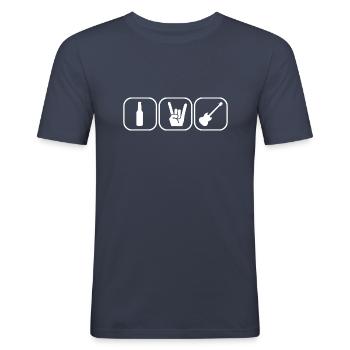 Bier Rock Party - Männer Slim Fit T-Shirt - Navy - Vorne - Nik (191cm)