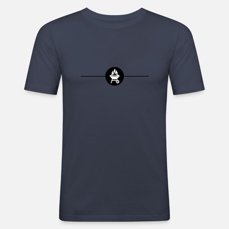 Grill Symbol Grilling Line - Men's Slim Fit T-Shirt - navy