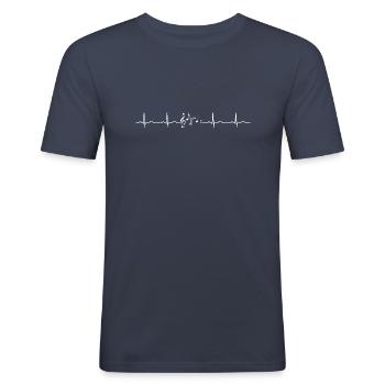Herzschlag Musik - Männer Slim Fit T-Shirt - Navy - Vorne - Nik (191cm)