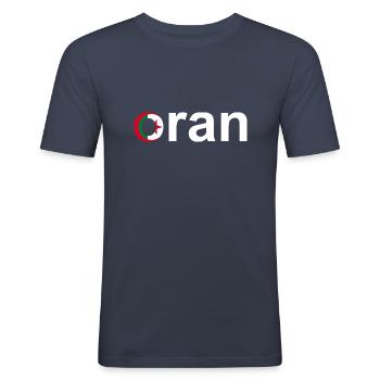 oran - T-shirt près du corps Homme - bleu marine - Devant - Nik (191cm)