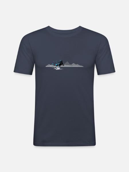 Winter - Skifahrer Berge - Männer Slim Fit T-Shirt - Navy