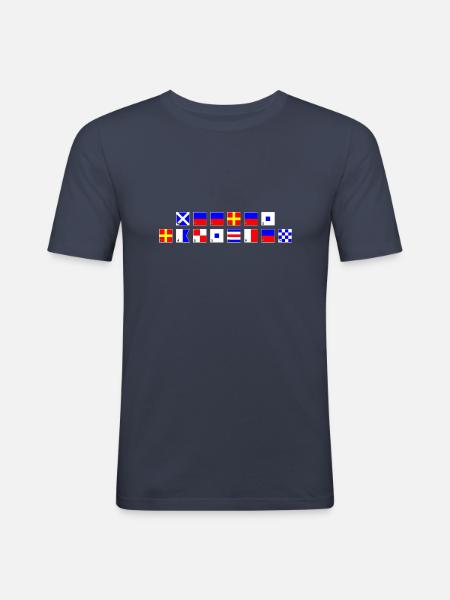 Meeresrauschen im Flaggenalphabet - Männer Slim Fit T-Shirt - Navy