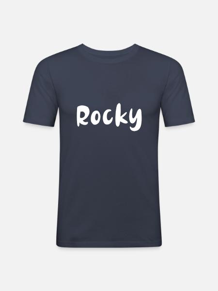 Name, font,white,rocky - Men's Slim Fit T-Shirt - navy