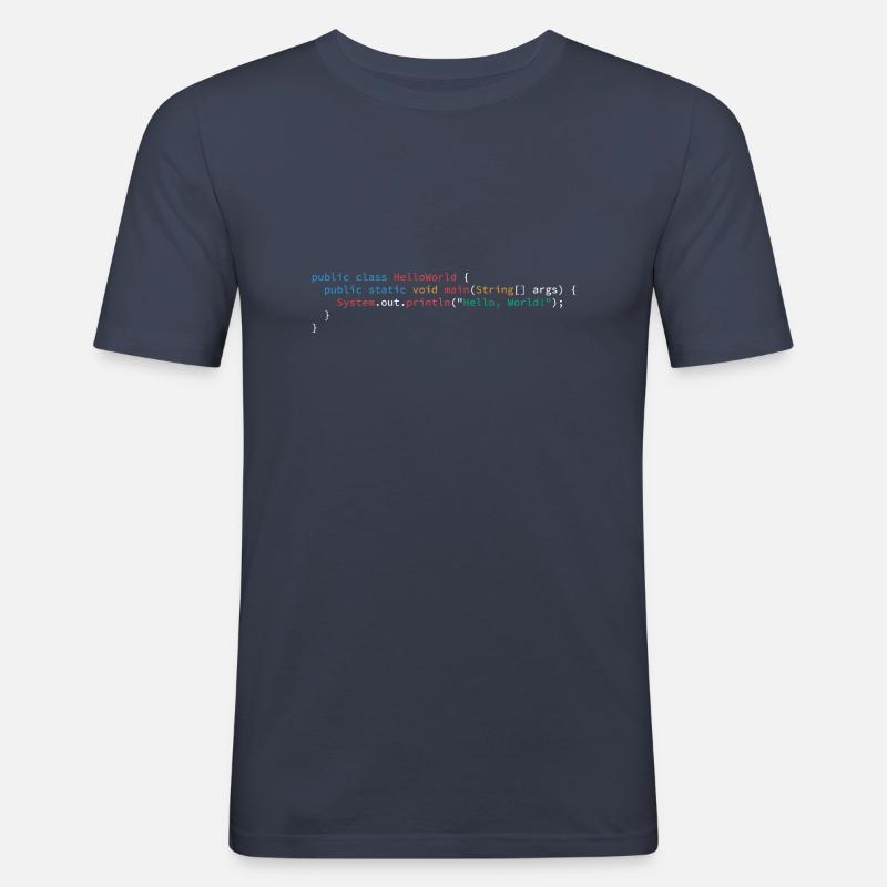 Hello World Java Programmiersprache - Männer Slim Fit T-Shirt - Navy
